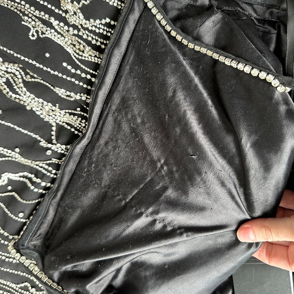 RETROFETE Juliette Embellished Crystal Fringe Black Silver Mini Dress - MEDIUM - Picture 8 of 14